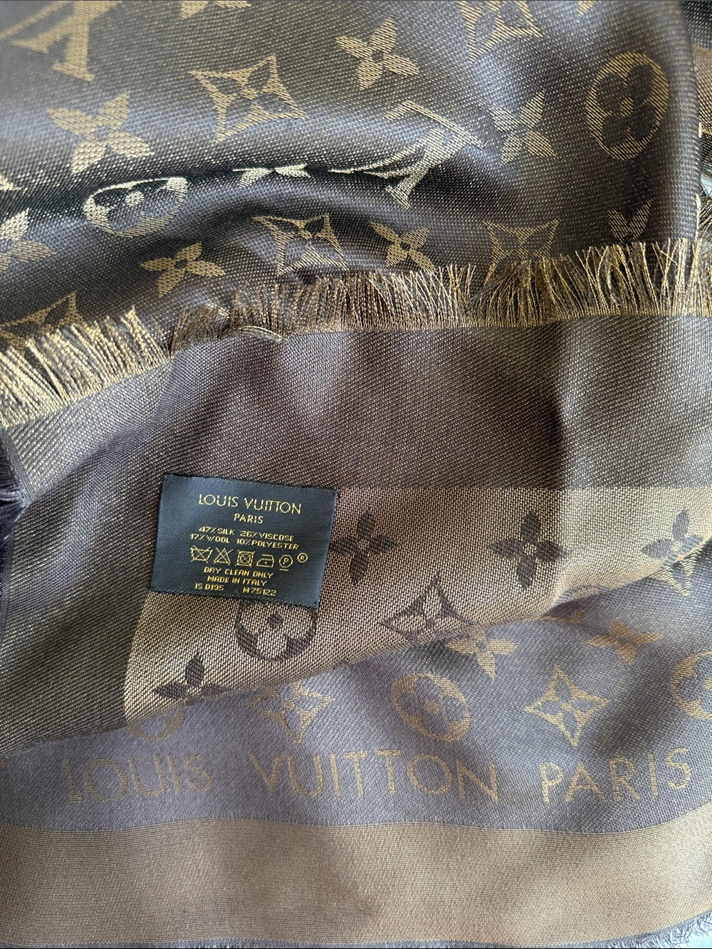 Louis Vuitton Brown and Tan Monogram Shawl - Picture 2 of 8